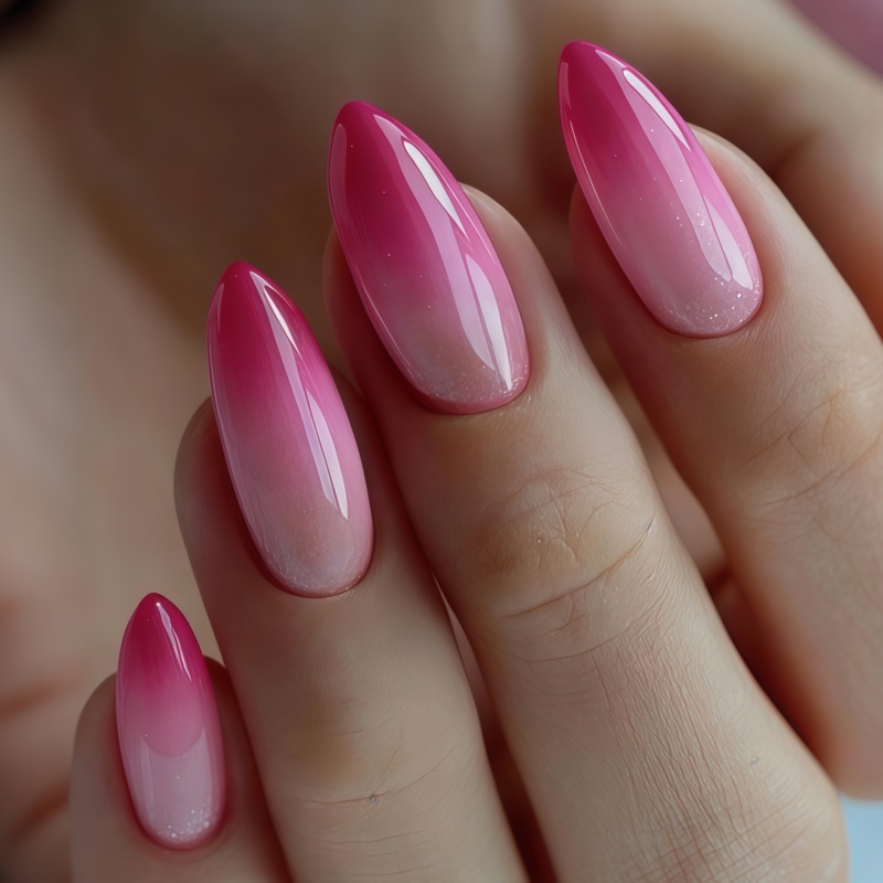 Nail Art Pink - 24 Stück mandelförmige Textur-Nagelkunststücke mit warmen