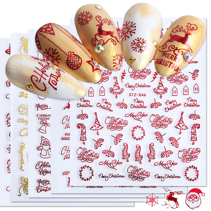 Nail Art Xmas Tree - Weihnachten Nägel Zubehör Rot Gold Winter