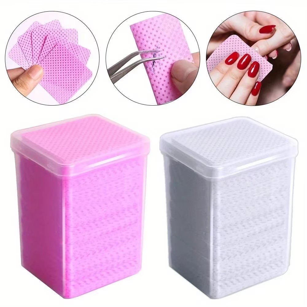 Nail Art Pink - 200 Stück rosa fusselfreie Nagellackentferner-Tücher, UV-Gel-Kleberentferner-Wattepads