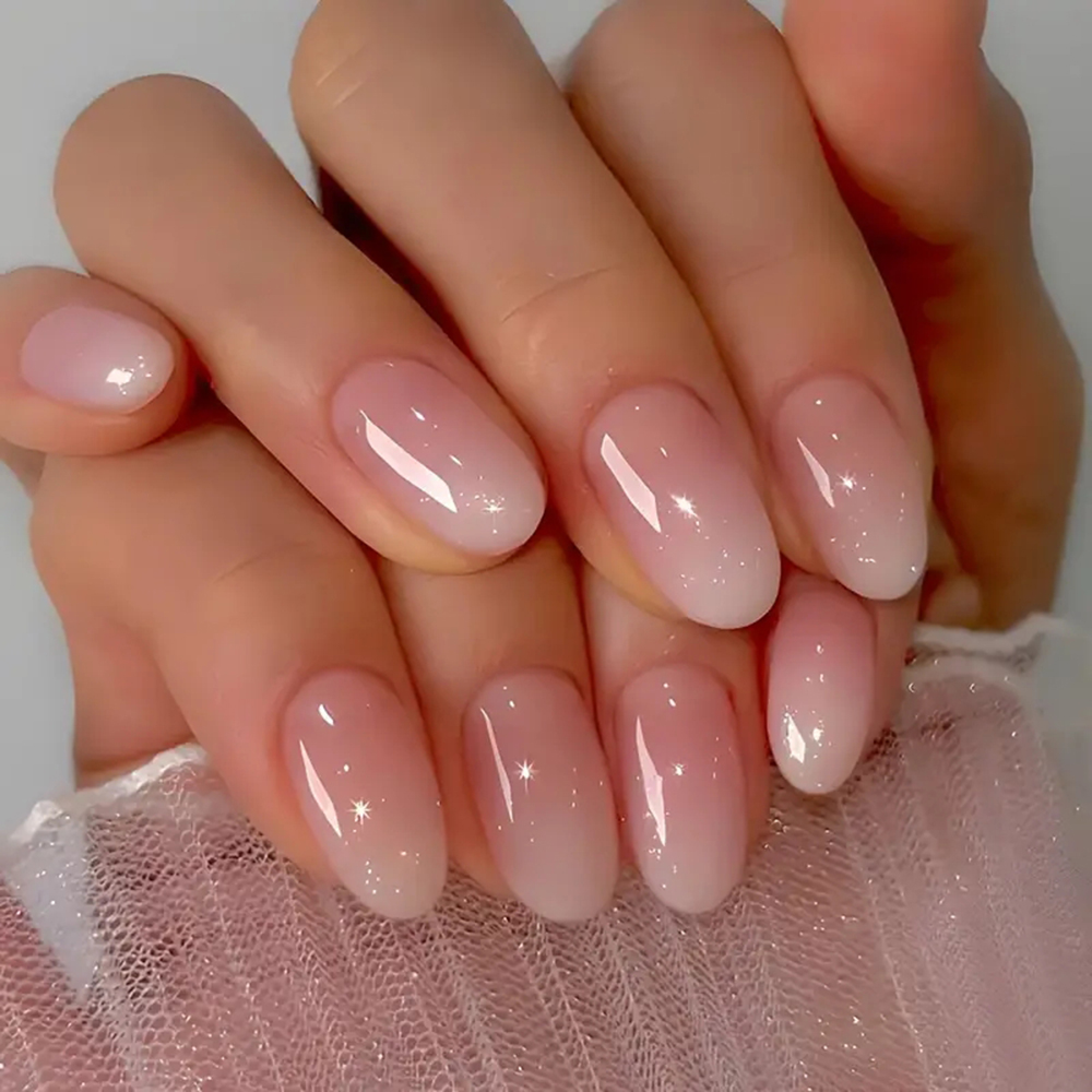 Nail Art Pink - ARTAUG 24 Stück mittelgroße Mandel-Fleshcolor-Nagelnägel zum