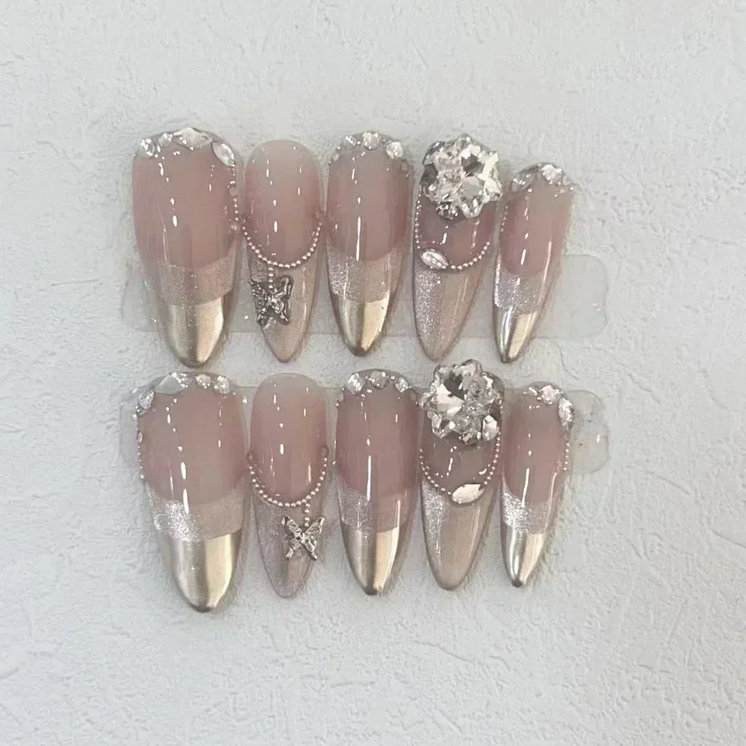 Nail Art Pink - 10 Stück handgemachte Nägel zum Aufdrücken,
