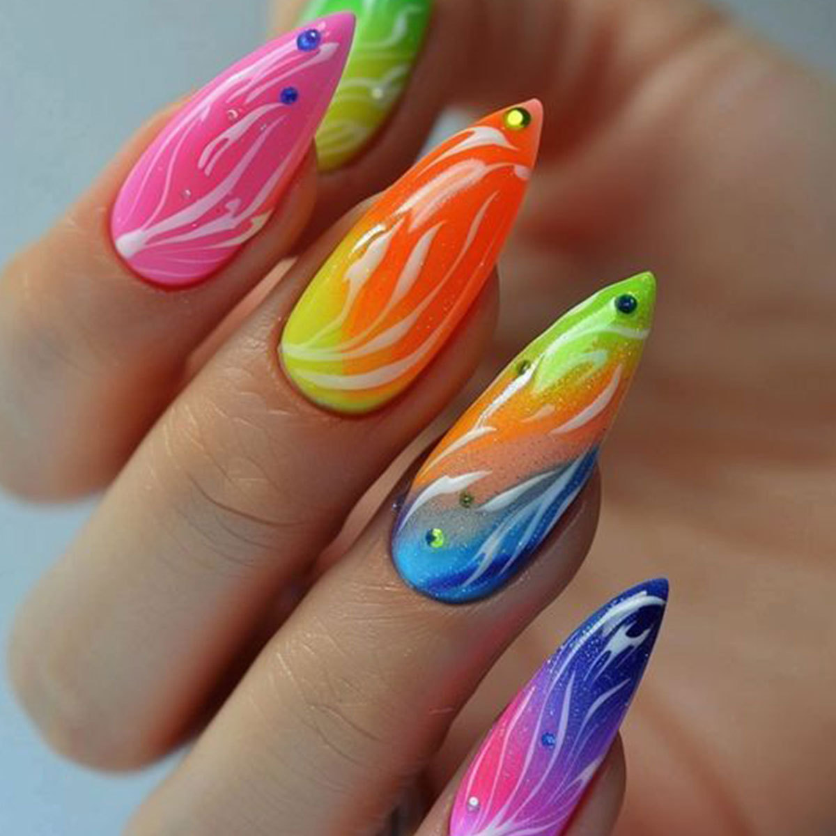 Nail Art Pink - Drücken Sie auf Nägel lange Stiletto