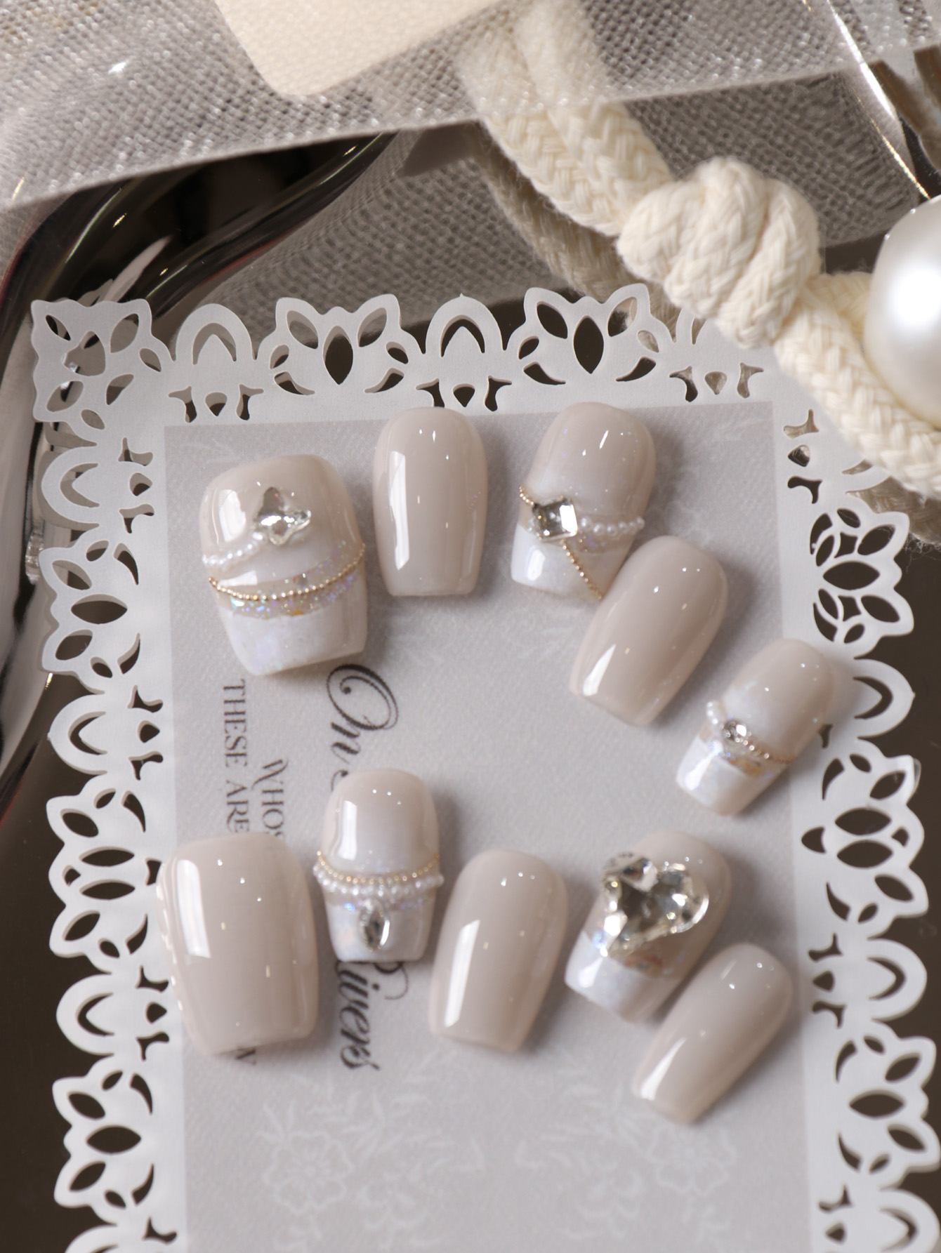 Nail Art Fake Nails - 10 Stück Aufklebenägel Kurze Weiße Nägel
