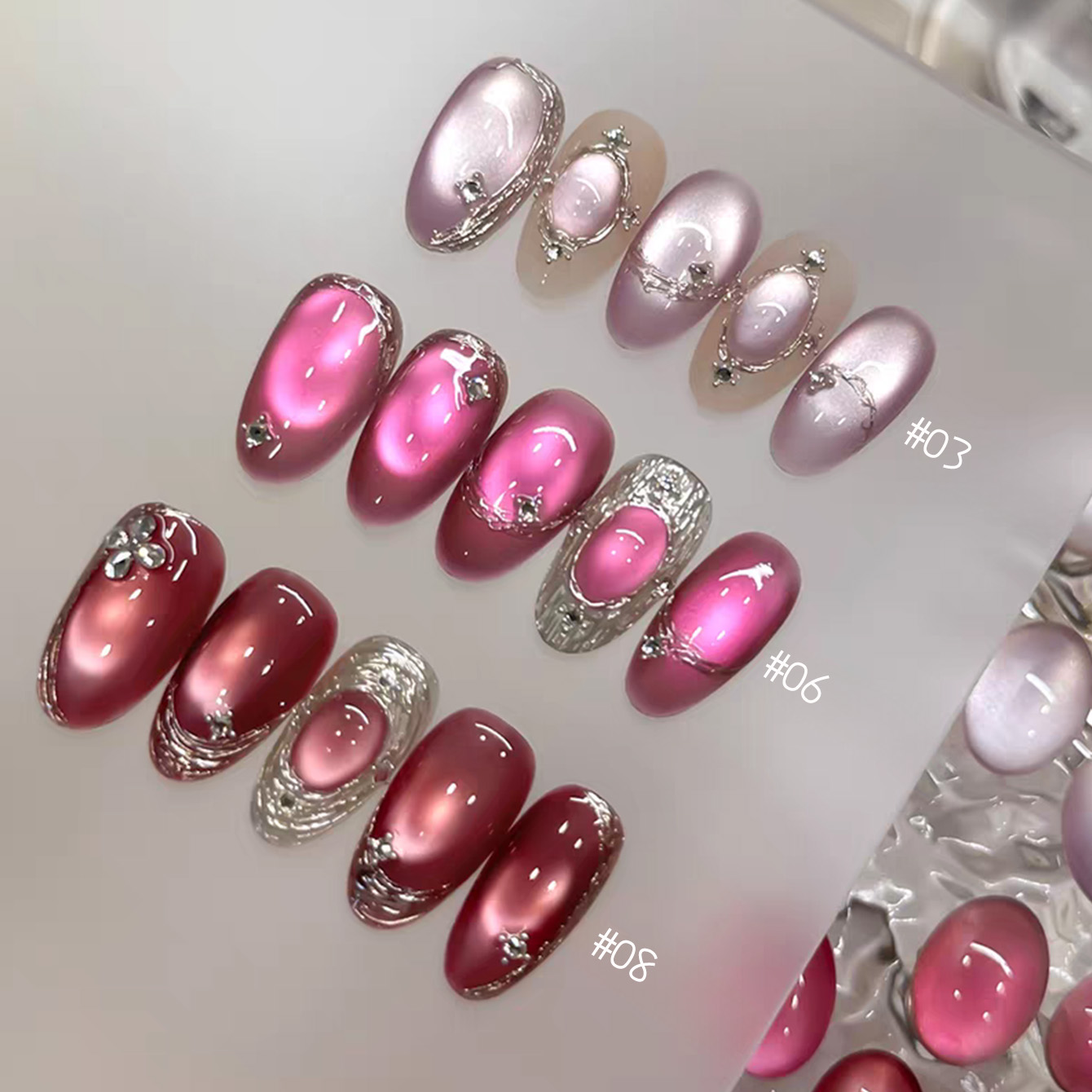 Nail Art Pink Cat Eye - 1 Stück TC 2026 Sommer Beliebte
