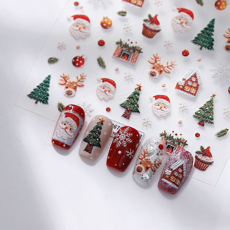 Nail Art Xmas Tree - Niedliche Weihnachts-Nagelaufkleber mit Bären und Lebkuchen