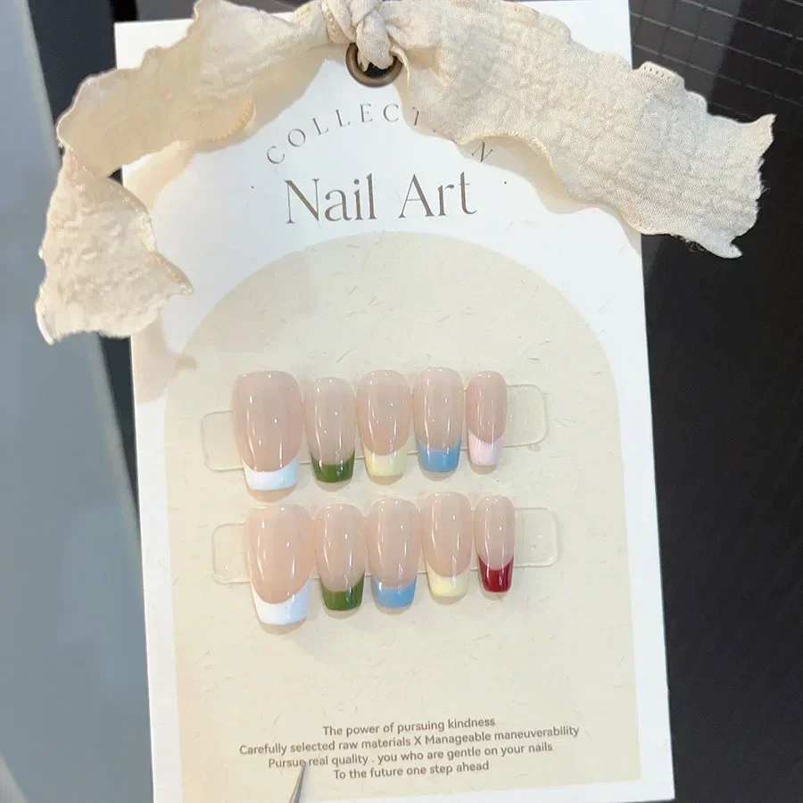 Nail Art Pink - 10 Stück einfache Sarg-französische künstliche Nägel