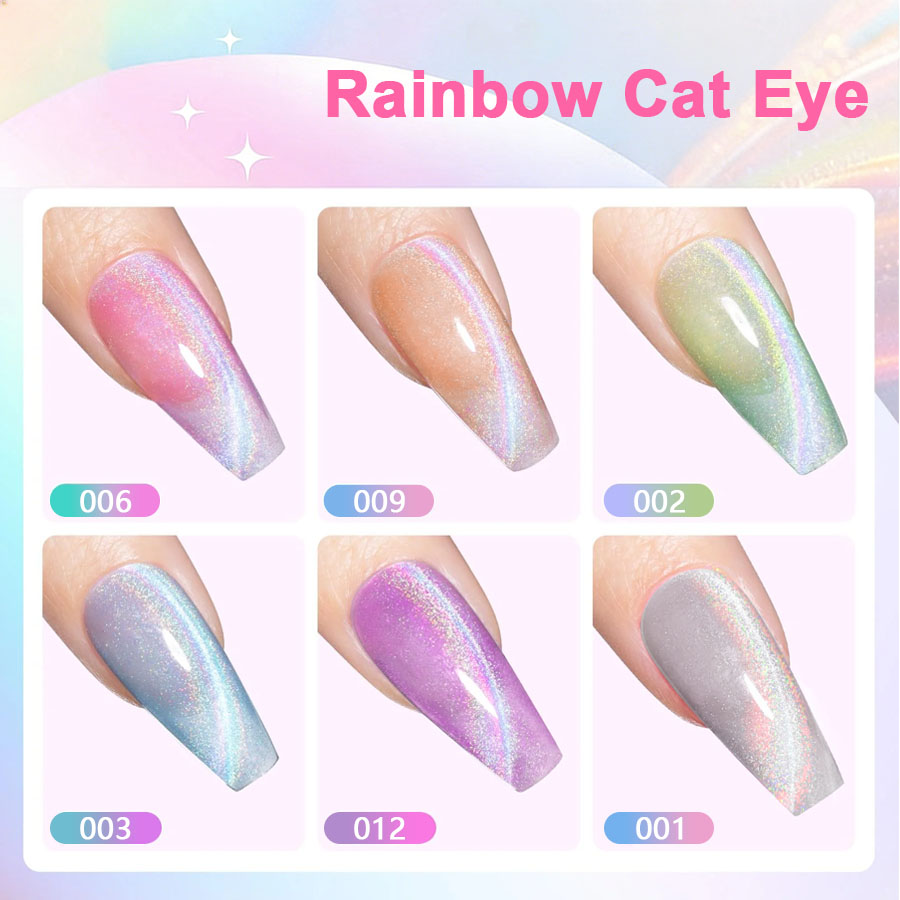 QAZIXU 1/6 Stück Regenbogen Ka – Nail Art Pink Cat Eye Bewertung und Preis