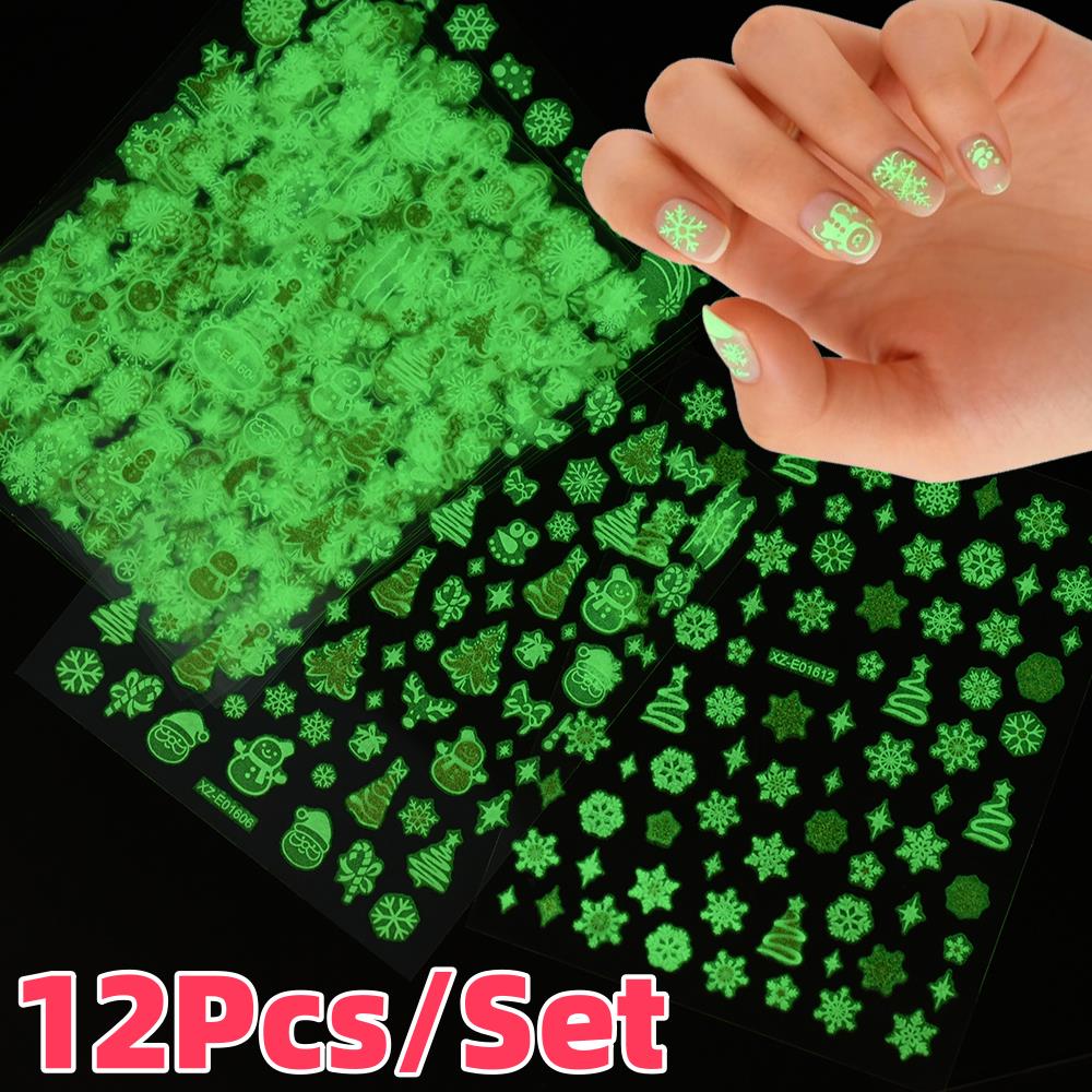 12 Teile/satz 3D Leuchtende We – Nail Art Xmas Tree Bewertung und Preis