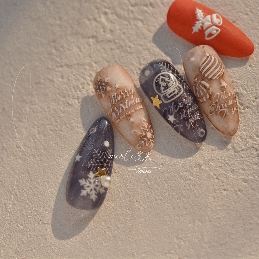 5d Relief reinweiß frohe Weihn – Nail Art Xmas Tree Bewertung und Preis