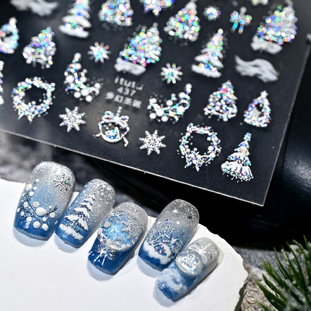 5D geprägte Gold Schloss/Girla – Nail Art Xmas Tree Bewertung und Preis