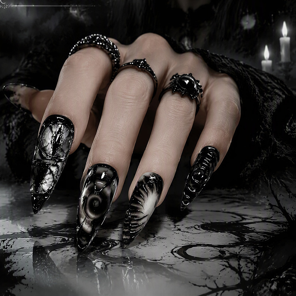 Stiletto Gothic Press-On-Nägel – Nail Art Fake Nails Bewertung und Preis