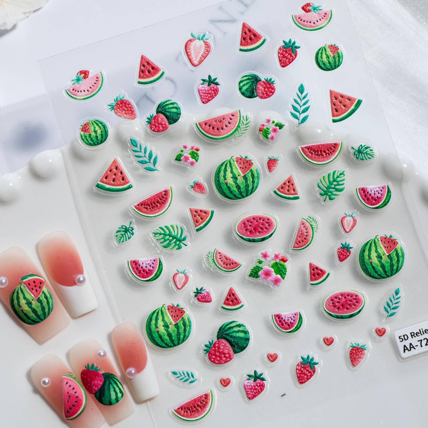 1 Set 5D geprägte Wassermelone – Nail Art Strawberry Bewertung und Preis